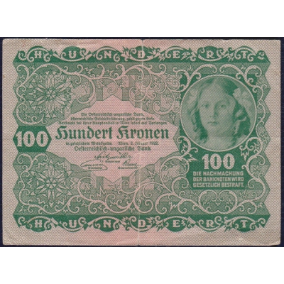 Rakousko - bankovka 100 korun 1922