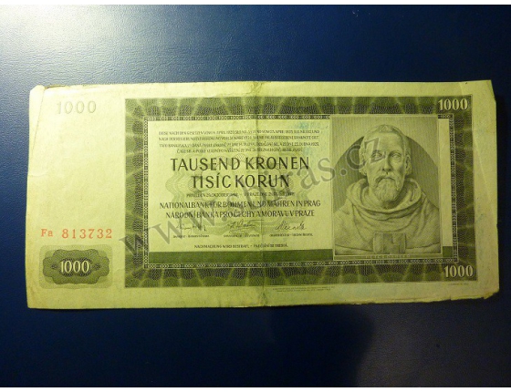 1000 korun 1942, II. vydání, série Fa