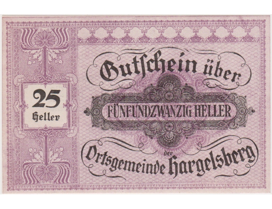 Rakousko - Gutschein 25 haléřů 1920 UNC