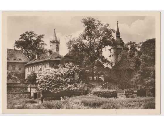 Czechoslovakia - postcard Teplice chateau garden