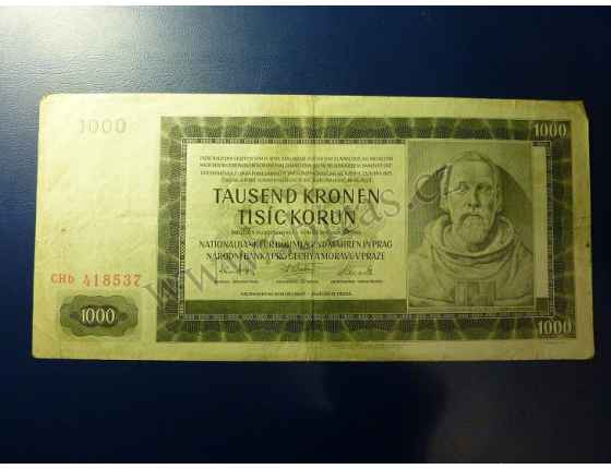 1000 korun 1942, II. vydání, série CHb