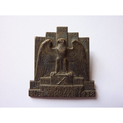 Československo - odznak X. Všesokolský slet v Praze 1938