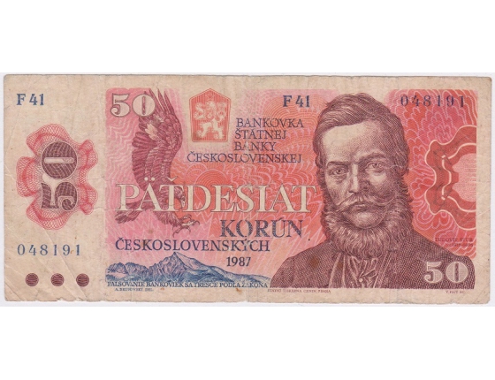 Tschechoslowakei - 50 Kronen-Banknote 1987 Serie F