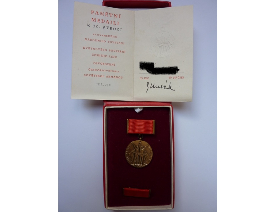 Czechoslovakia - 30th anniversary of the liberation medal with dedication