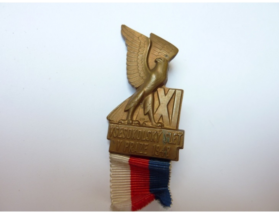 Československo - odznak XI. Všesokolský slet v Praze 1948