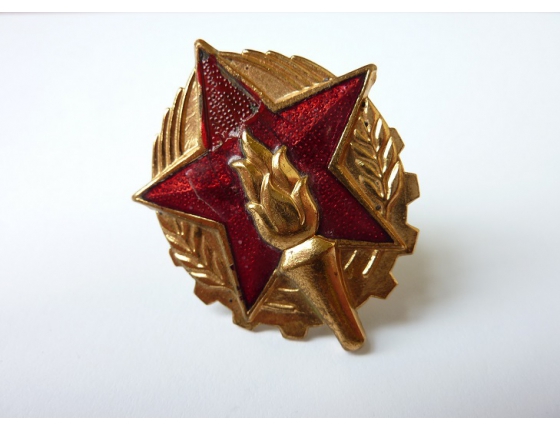 Czechoslovakia - fireman's badge on his cap, the original