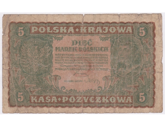 Polsko - bankovka 5 marek 1919