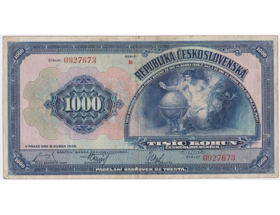 Tschechoslowakei -1000 Kronen1932 Serie A