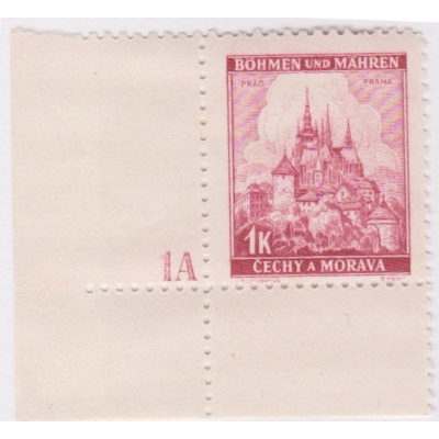 Čechy a Morava - 1939 Krajiny, hrady a města, známka s deskovým číslem
