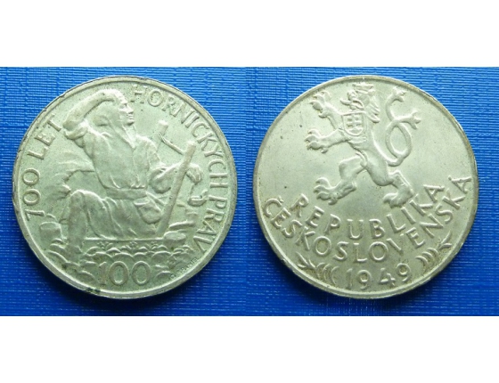 100 korun 1949 - 700 let hornických práv Jihlavy