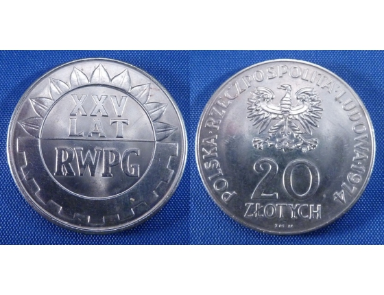 20 zlotych 1974 - 25 let RWPG (Rada vzájemné hospodářské pomoci)