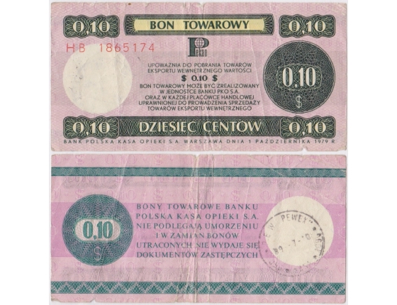 Bon towarowy 10 centů 1979