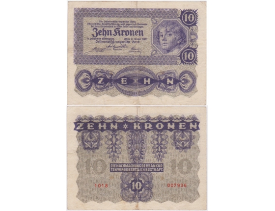 Rakousko - bankovka 10 korun 1922