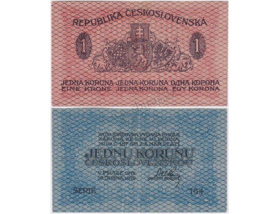 Československo - bankovka I. emise: 1 koruna 1919