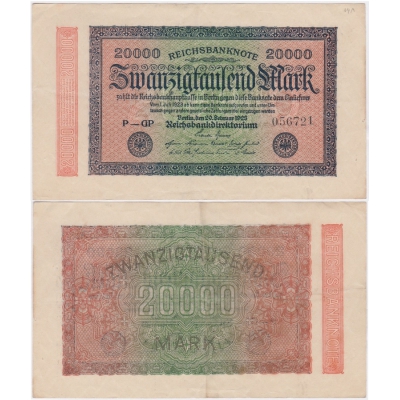 Německo - bankovka Reichsbanknote 20 000 Marek 1923