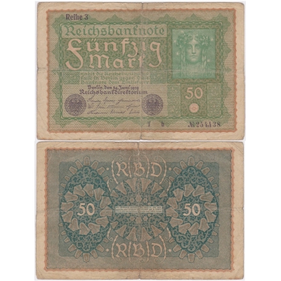 Německo - bankovka Reichsbanknote 50 marek 1919