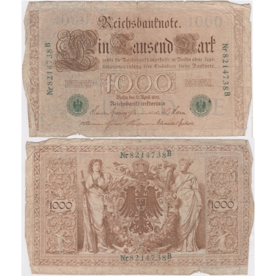 1000 marek 1910, zelené pečetě