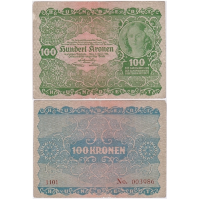 Österreich - 100 Kronen-Banknote 1922