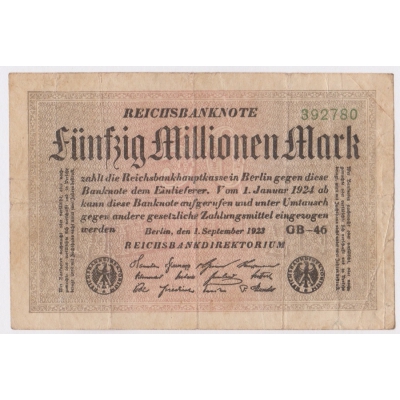 Německo - bankovka 50 millionen mark 1923