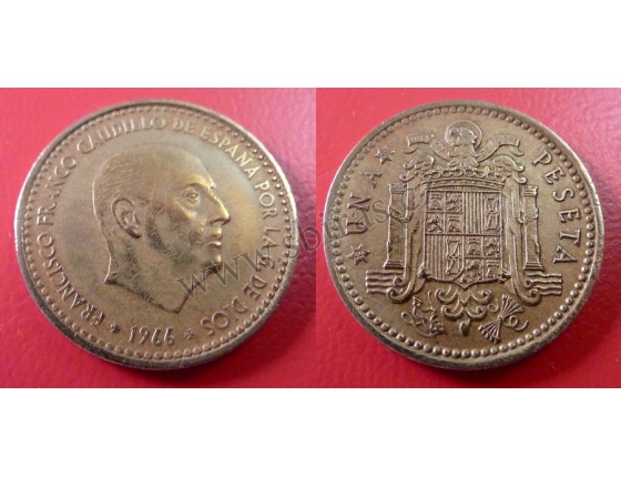 Španělsko - 1 peseta 1966, generál Franco