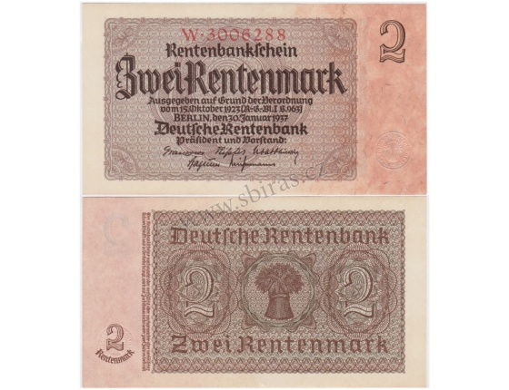 2 Rentenmark 1937, 7-místný číslovač