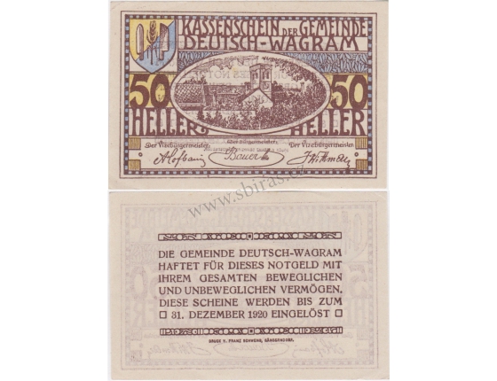 Rakousko - Notgeld 50 Haléřů Deutsch-Wagram 1920 aUNC