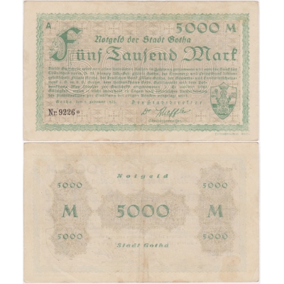 Německo - bankovka 5000 marek 1923 Gotha