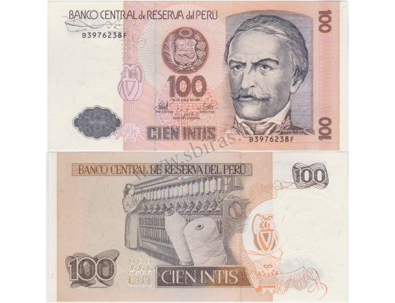 Peru - bankovka 100 intis 1987 UNC