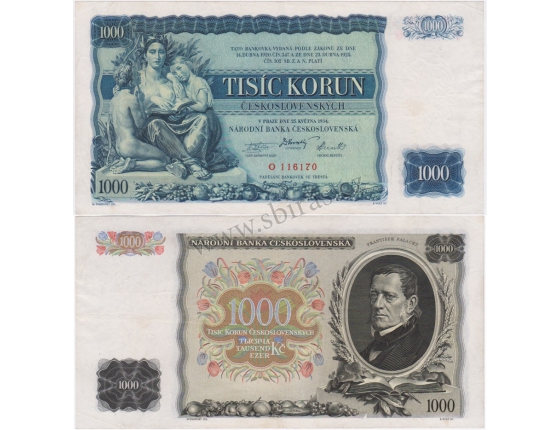 1000 korun 1934, série O, neperforovaná