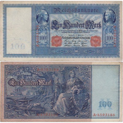Německé císařství - bankovka 100 marek 1910