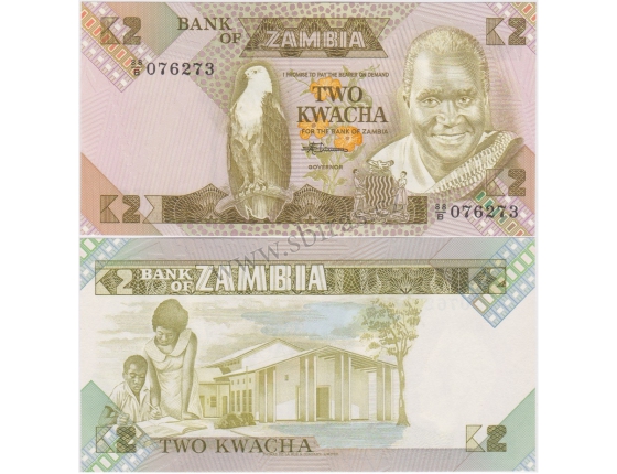 Zambie - bankovka 2 kwacha 1980-1988 UNC