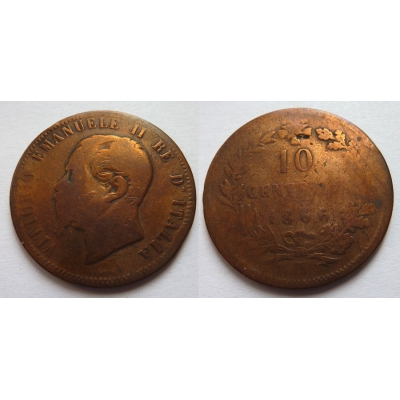 Italské království - 10 centesimi 1866 M