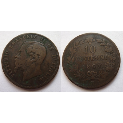 Italské království - 10 centesimi 1867 M