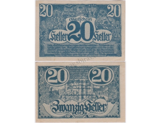 Rakousko - Gutschein 20 haléřů 1920