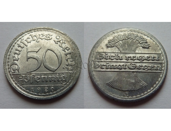 Německo, Výmarská republika - 50 pfennig 1920 E
