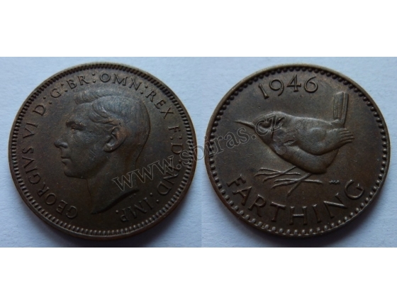 Velká Británie - Farthing 1/4 Penny 1946