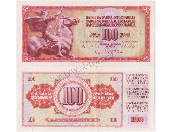 Jugoslávie - 100 dinárů 1986